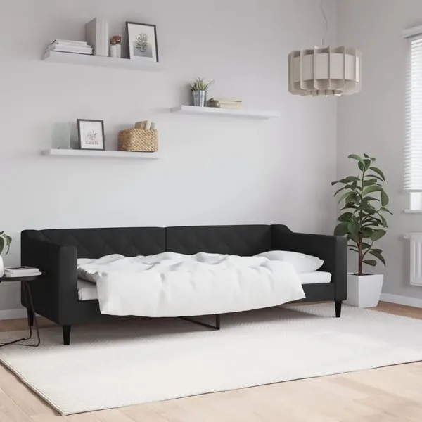 Lit de repos sans matelas noir 80x200 cm tissu