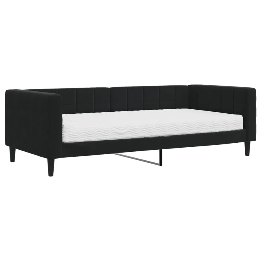 Lit de jour avec matelas noir 90x200 cm velours - 2