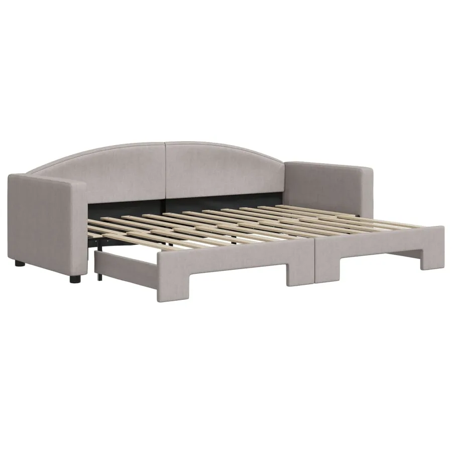 Lit de jour avec gigogne sans matelas taupe 80x200 cm - 2