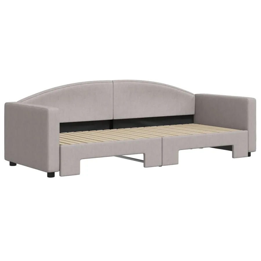 Lit de jour avec gigogne sans matelas taupe 80x200 cm - 3