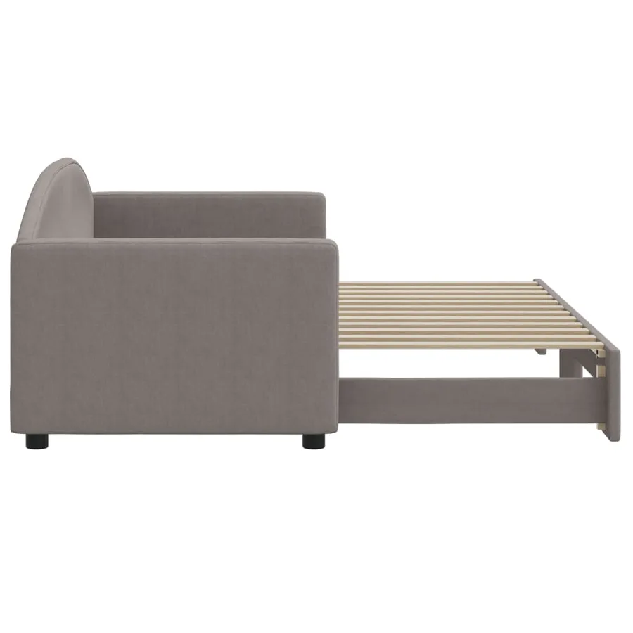 Lit de jour avec gigogne sans matelas taupe 80x200 cm - 4