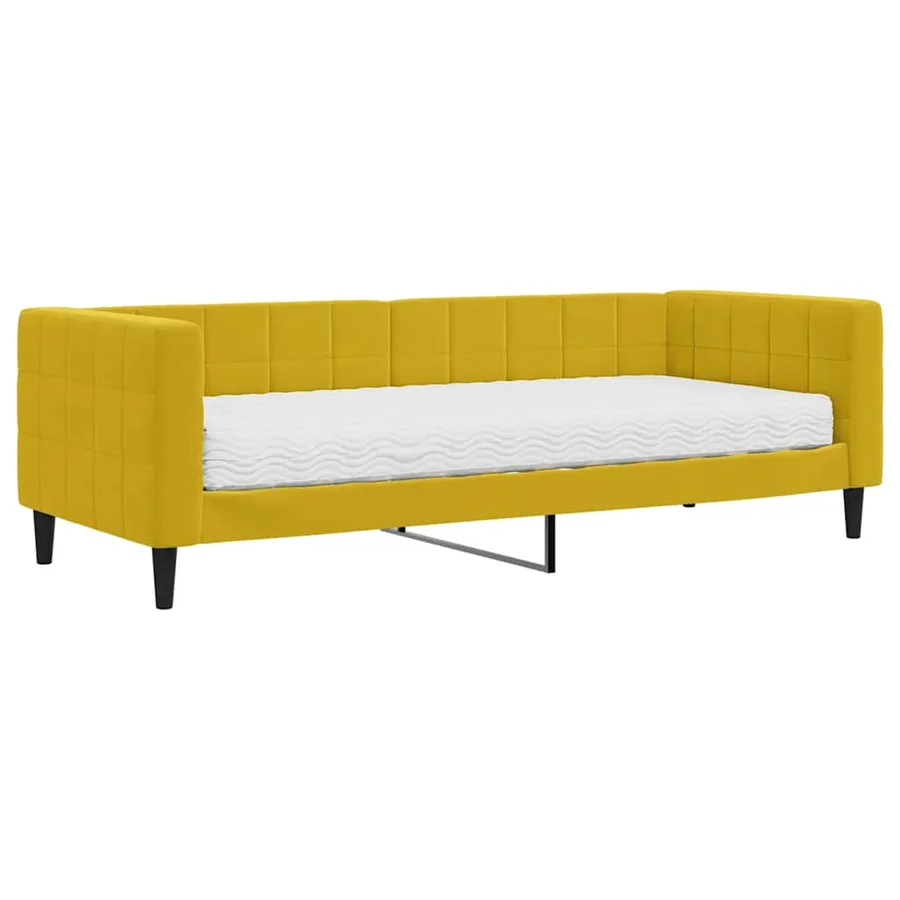 Lit de jour avec matelas jaune 80x200 cm velours - 2