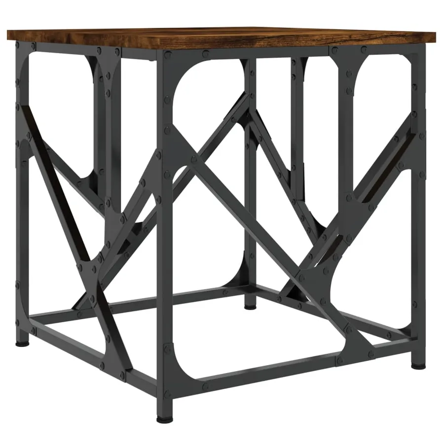 Table basse chêne fumé 45x45x47,5 cm bois d'ingénierie - 2