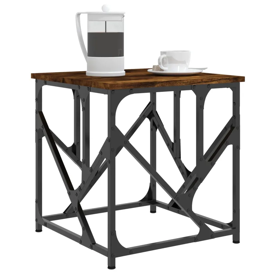 Table basse chêne fumé 45x45x47,5 cm bois d'ingénierie - 3