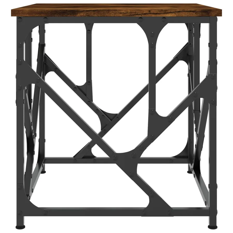 Table basse chêne fumé 45x45x47,5 cm bois d'ingénierie - 4
