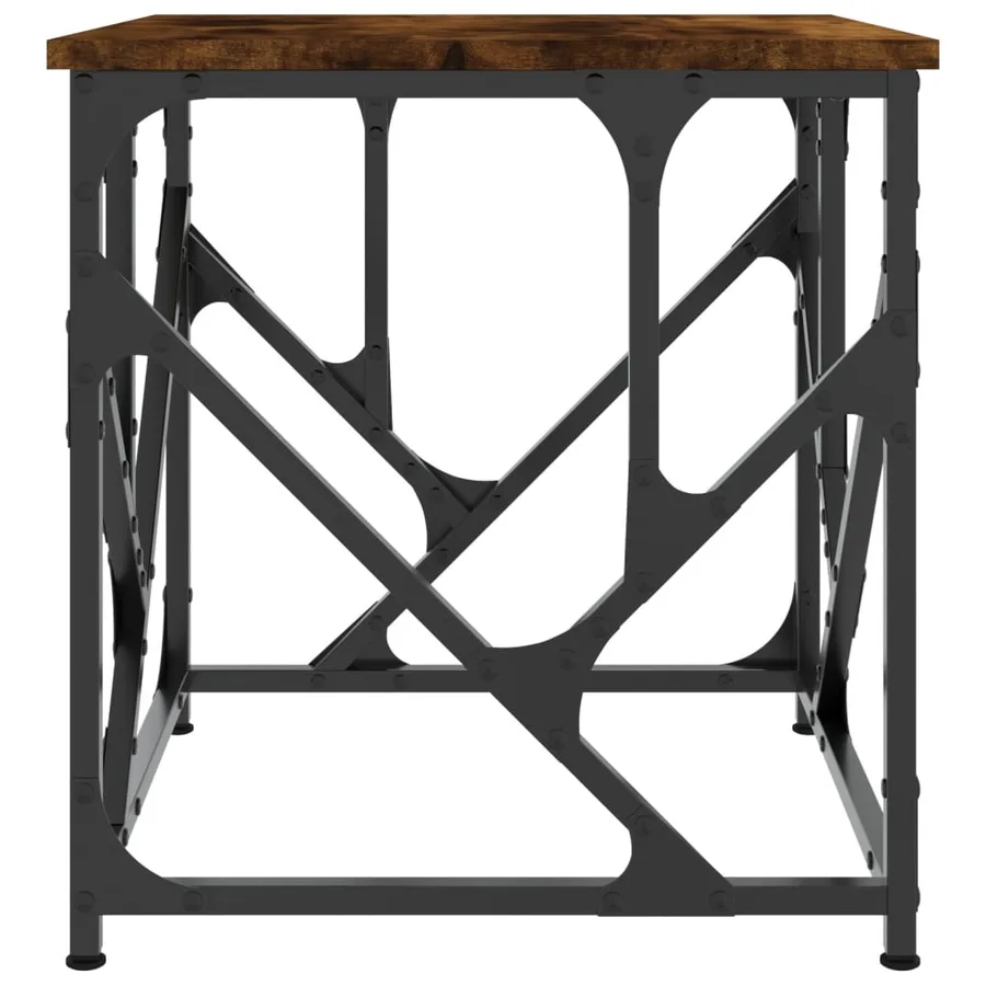 Table basse chêne fumé 45x45x47,5 cm bois d'ingénierie - 5