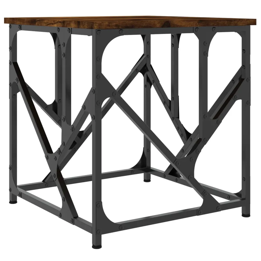 Table basse chêne fumé 45x45x47,5 cm bois d'ingénierie - 6
