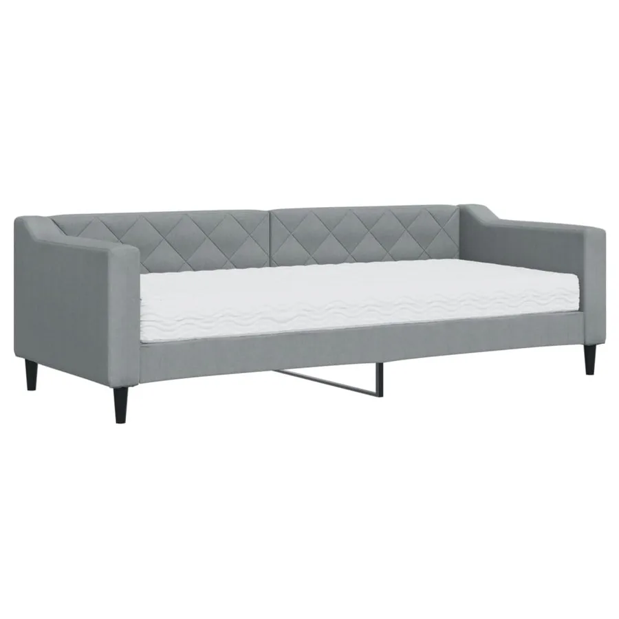 Lit de jour avec matelas gris clair 80x200 cm tissu - 2