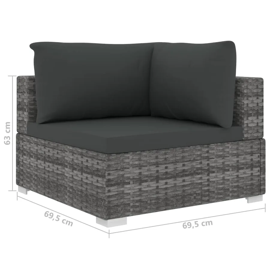 Salon de jardin 10 pcs avec coussins Résine tressée Gris - 10