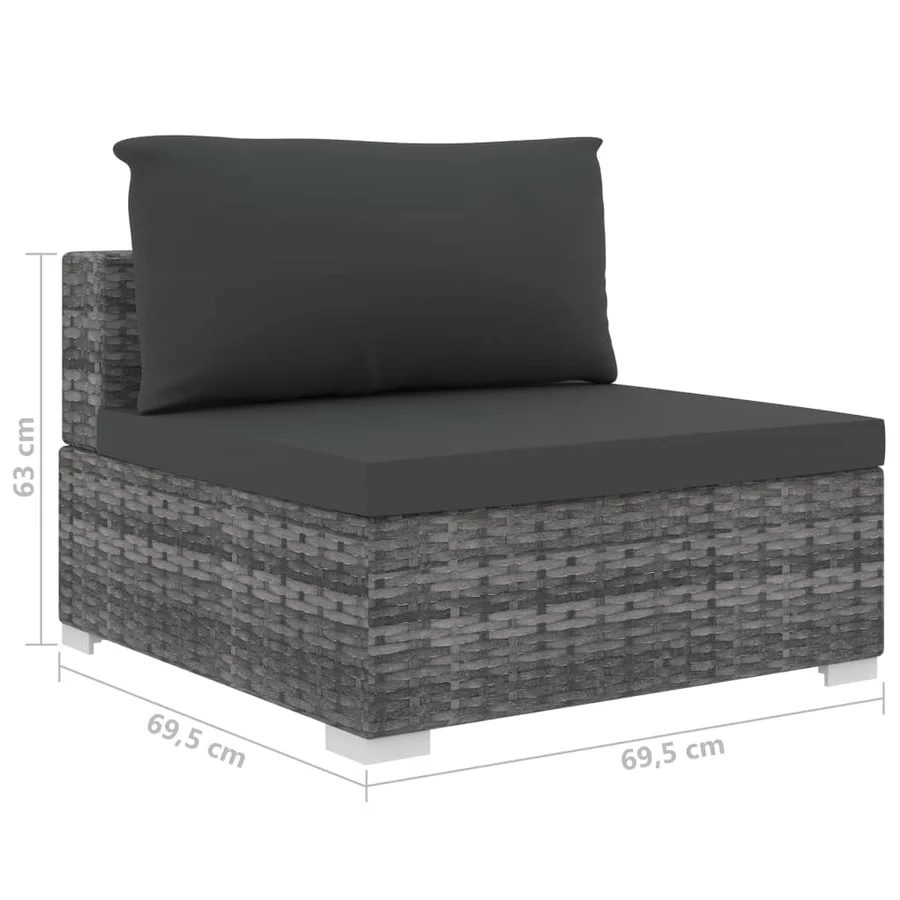 Salon de jardin 10 pcs avec coussins Résine tressée Gris - 11