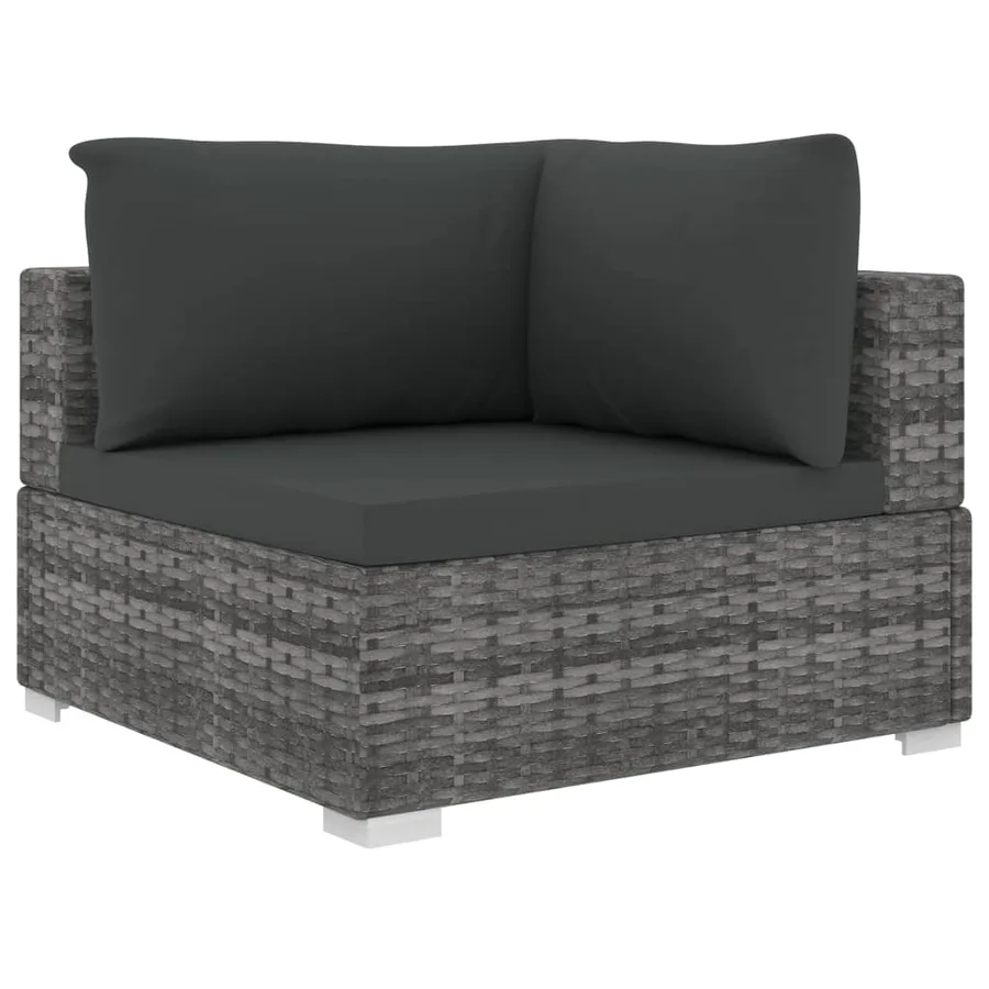 Salon de jardin 10 pcs avec coussins Résine tressée Gris - 4