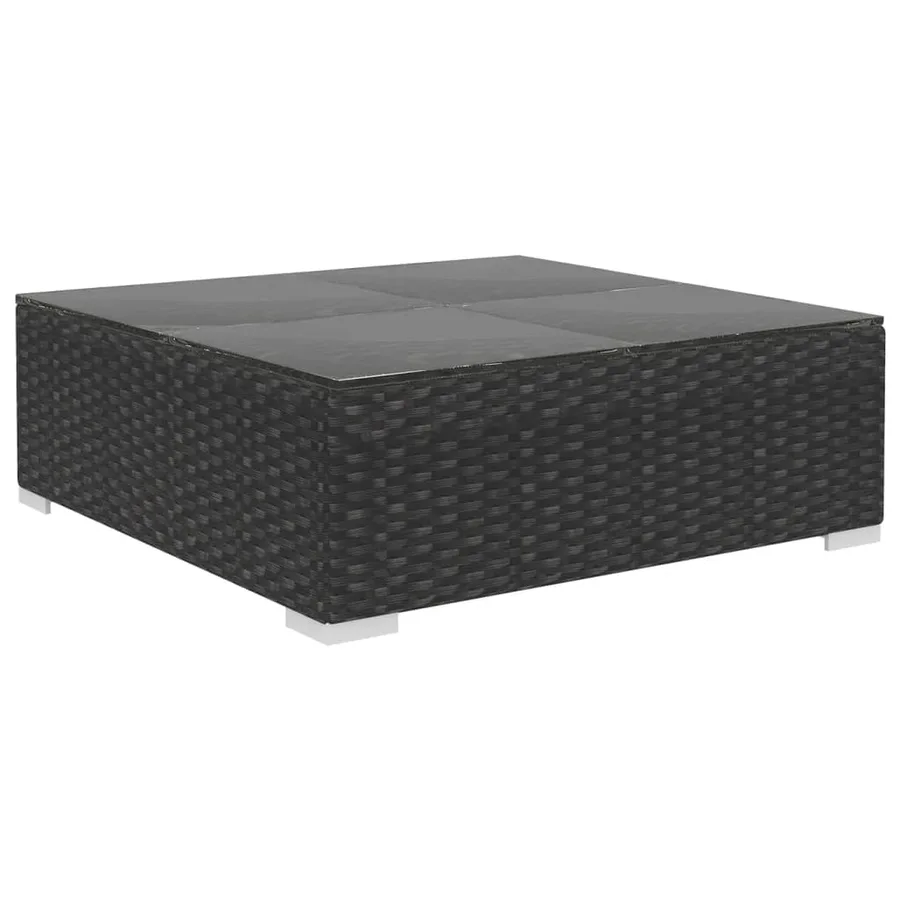 Salon de jardin 8 pcs avec coussins résine tressée noir - 6