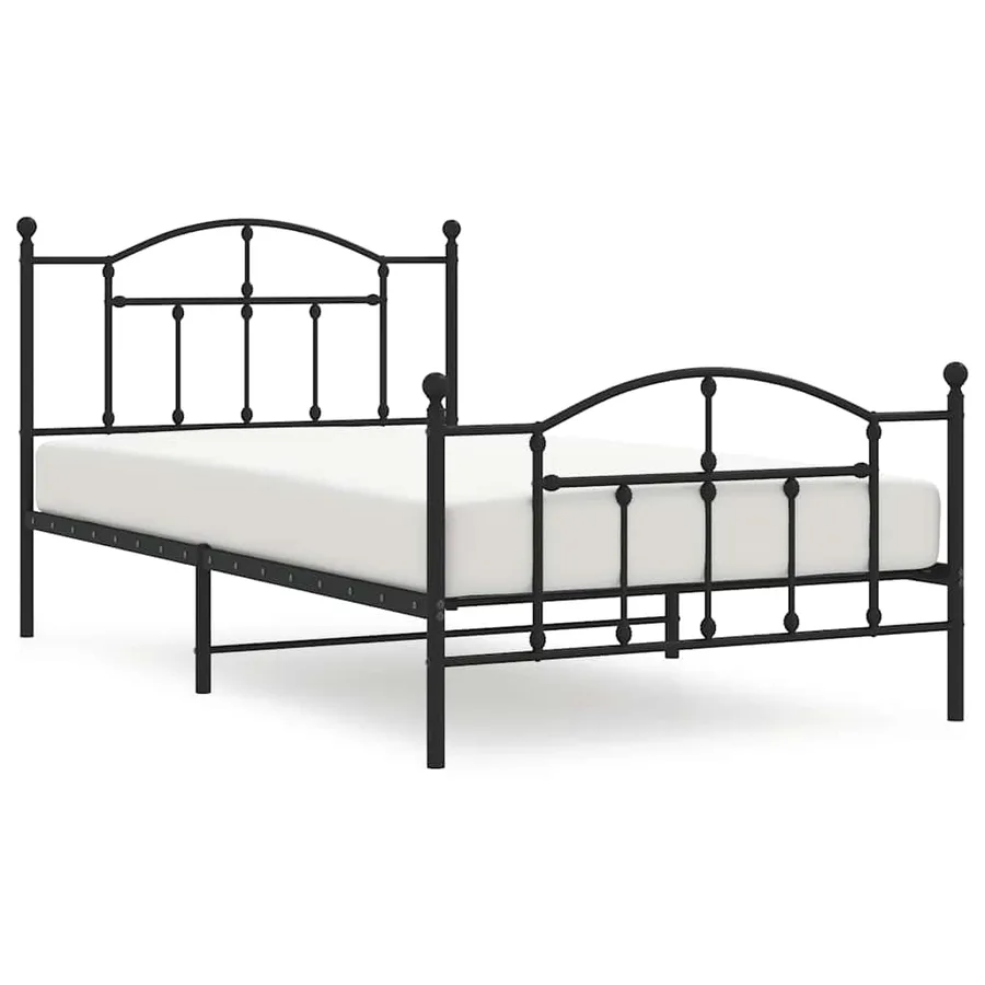 Cadre de lit métal sans matelas et pied de lit noir 100x200 cm - 2