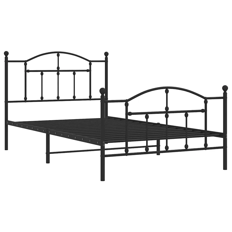 Cadre de lit métal sans matelas et pied de lit noir 100x200 cm - 3