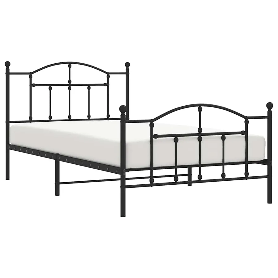 Cadre de lit métal sans matelas et pied de lit noir 100x200 cm - 5