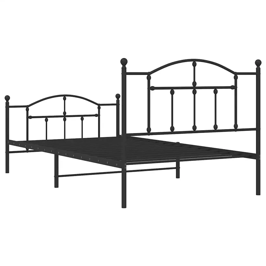 Cadre de lit métal sans matelas et pied de lit noir 100x200 cm - 8