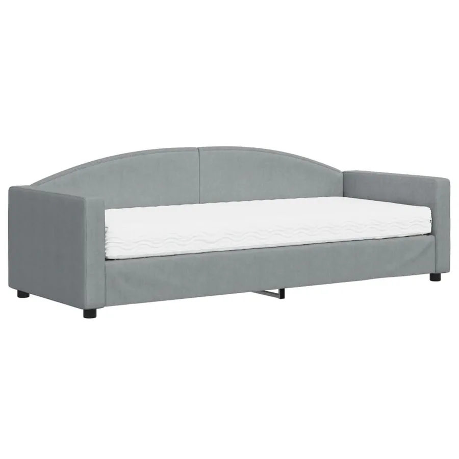 Lit de jour avec matelas gris clair 80x200 cm tissu - 2