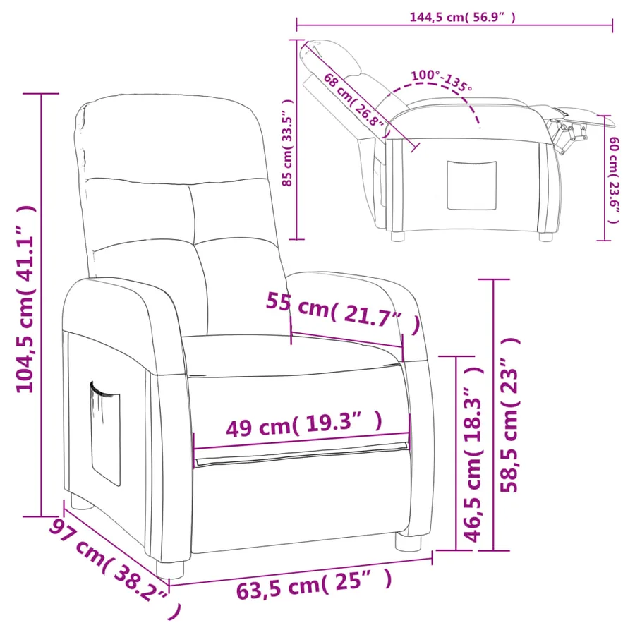 Fauteuil inclinable Crème Tissu - 9
