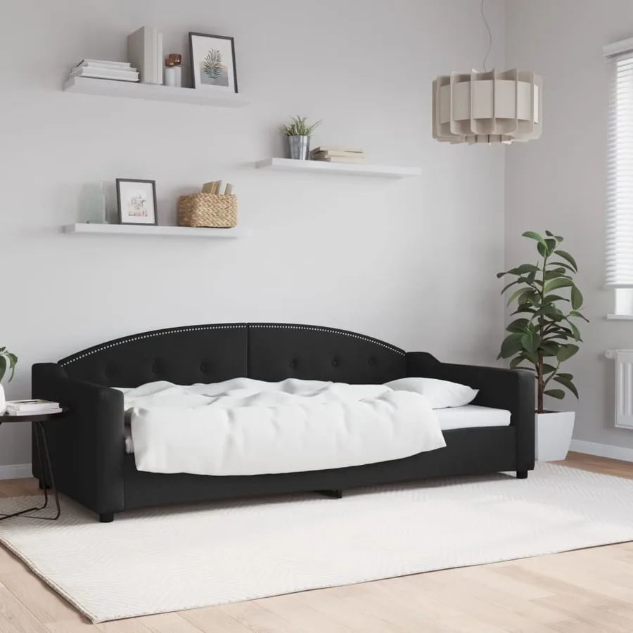 Lit de repos sans matelas noir 90x200 cm tissu