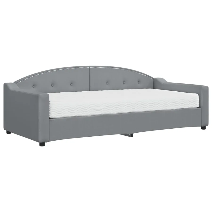 Lit de jour avec matelas gris clair 90x200 cm tissu - 2