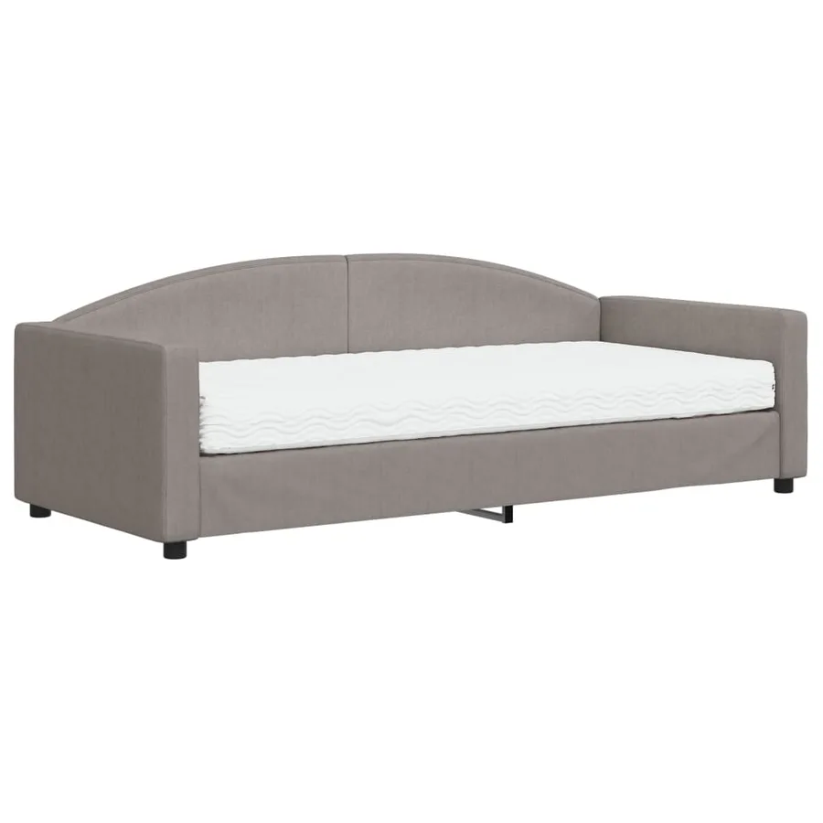 Lit de jour avec matelas taupe 90x200 cm tissu - 2