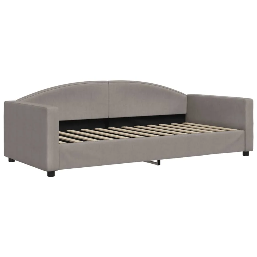 Lit de jour avec gigogne et matelas taupe 90x200 cm tissu - 4