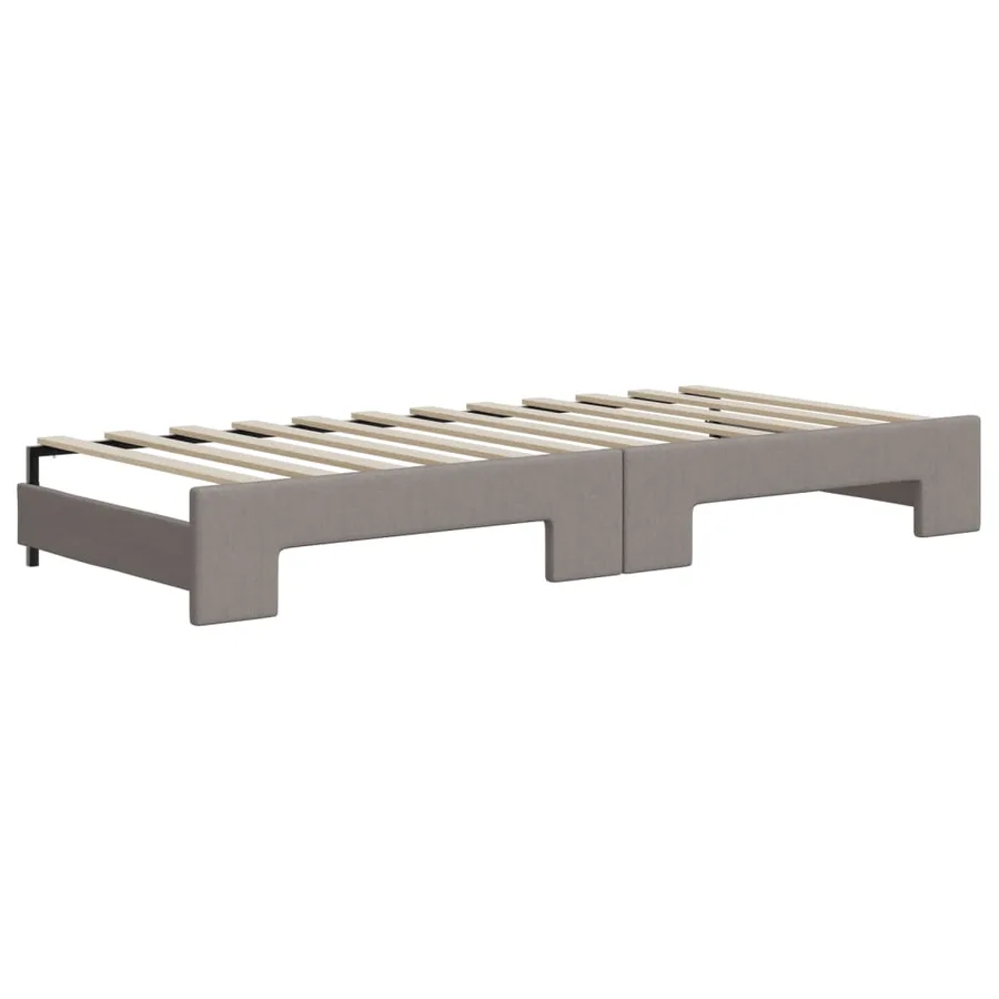 Lit de jour avec gigogne et matelas taupe 90x200 cm tissu - 5