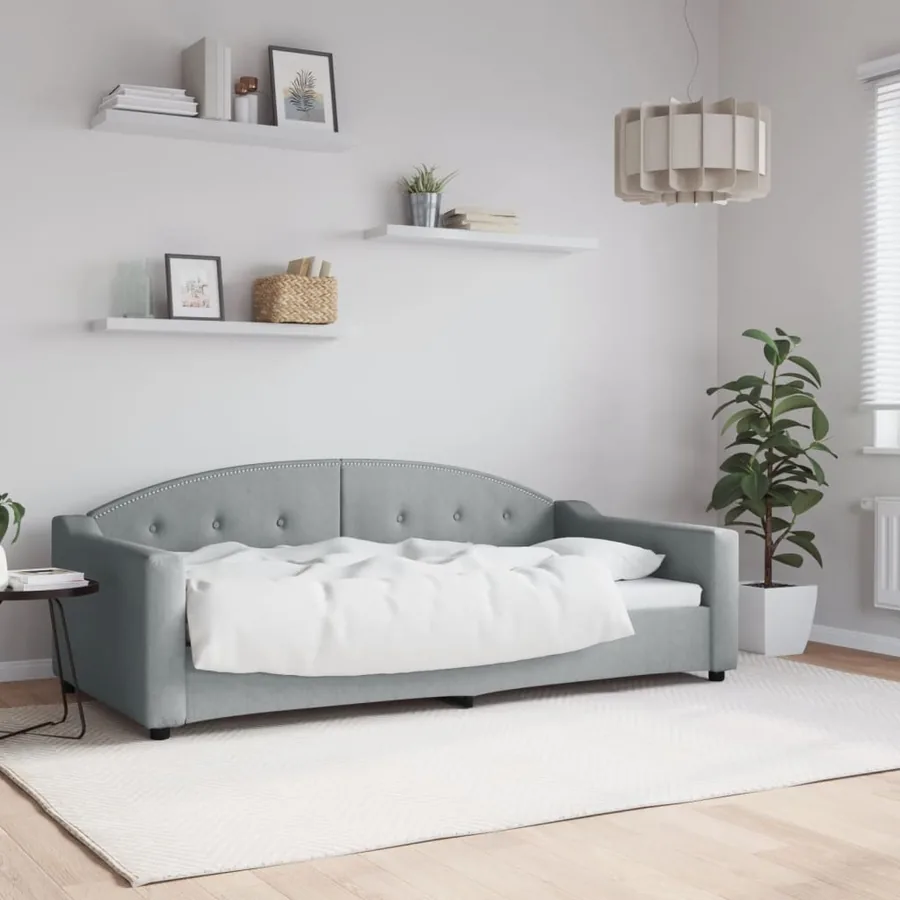 Lit de repos sans matelas gris clair 90x190 cm tissu