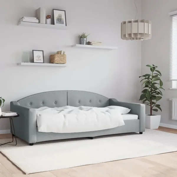 Lit de repos sans matelas gris clair 90x190 cm tissu