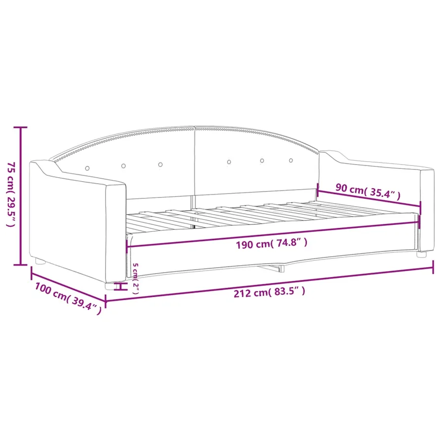 Lit de repos sans matelas gris clair 90x190 cm tissu - 8