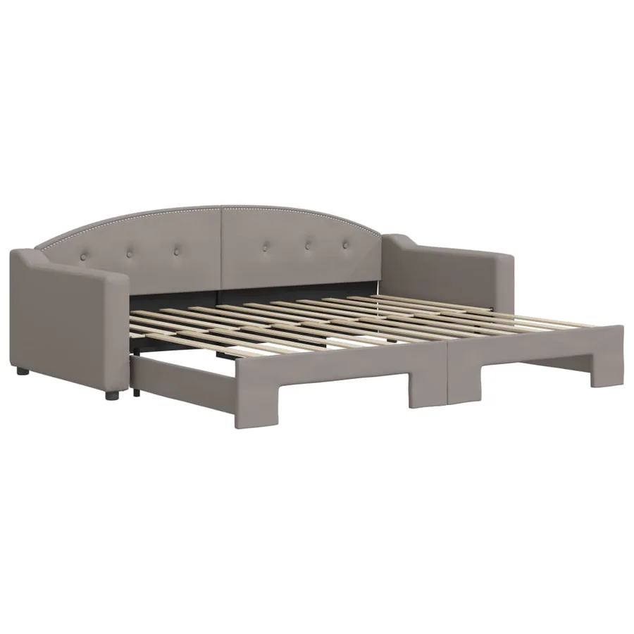 Lit de jour avec gigogne sans matelas taupe 90x200 cm - 2