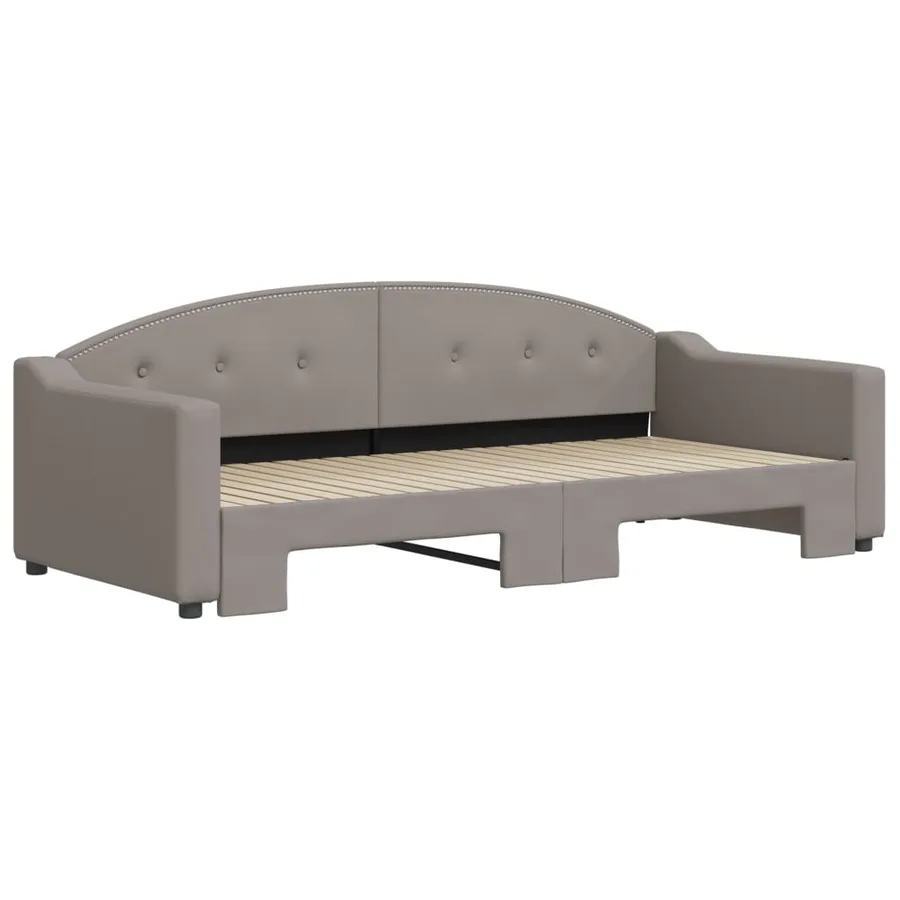 Lit de jour avec gigogne sans matelas taupe 90x200 cm - 3
