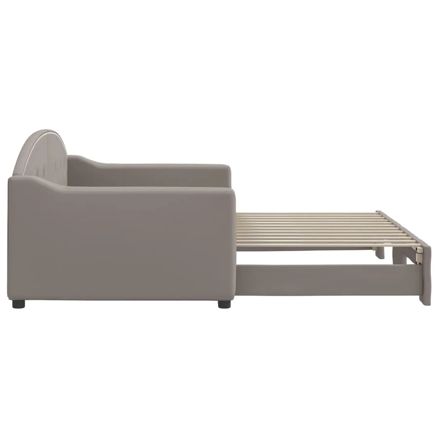 Lit de jour avec gigogne sans matelas taupe 90x200 cm - 4