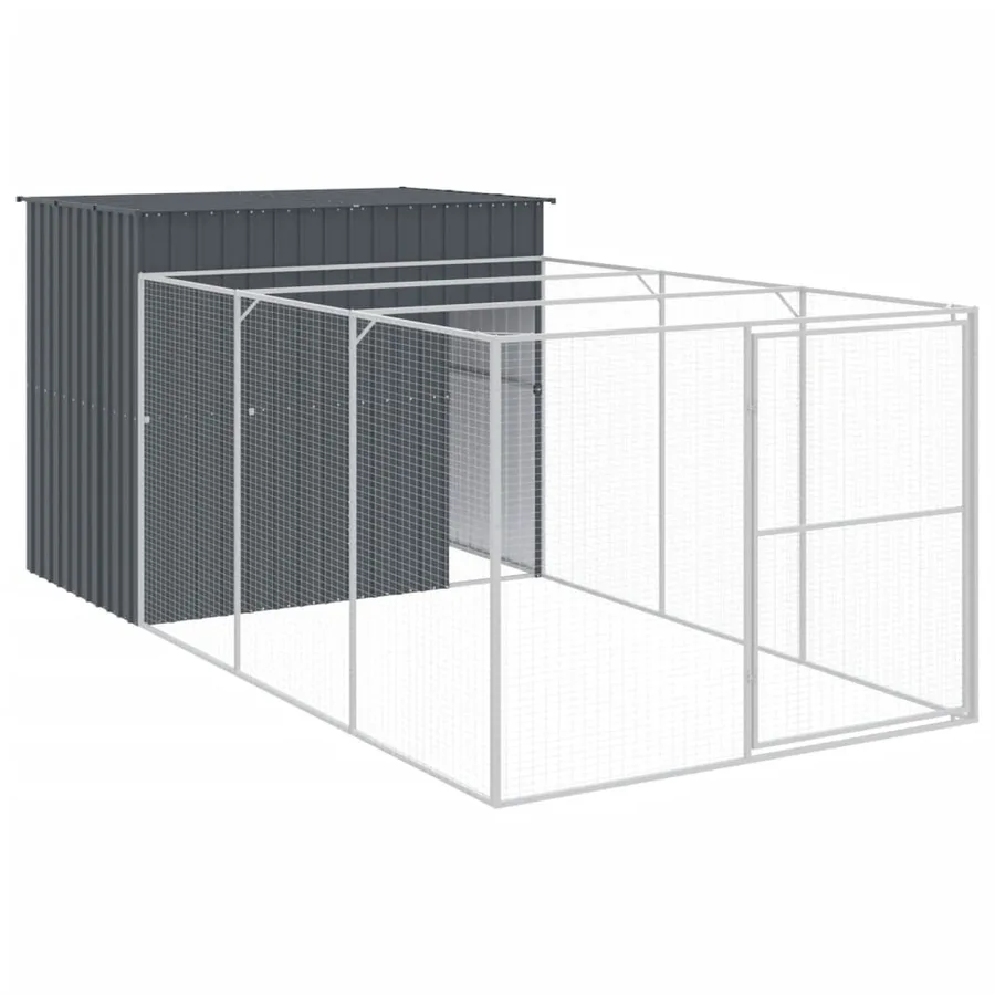 Niche pour chien avec cour anthracite 214x457x181 cm - 2