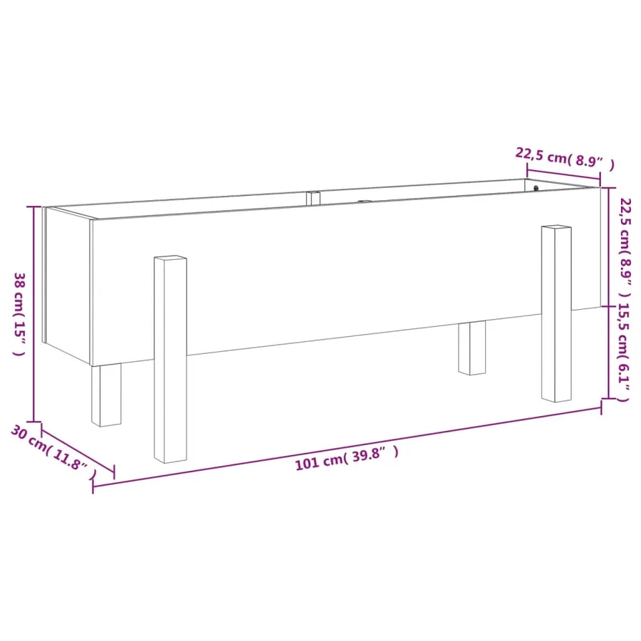 Lit surélevé de jardin 101x30x38 cm bois de pin massif - 9