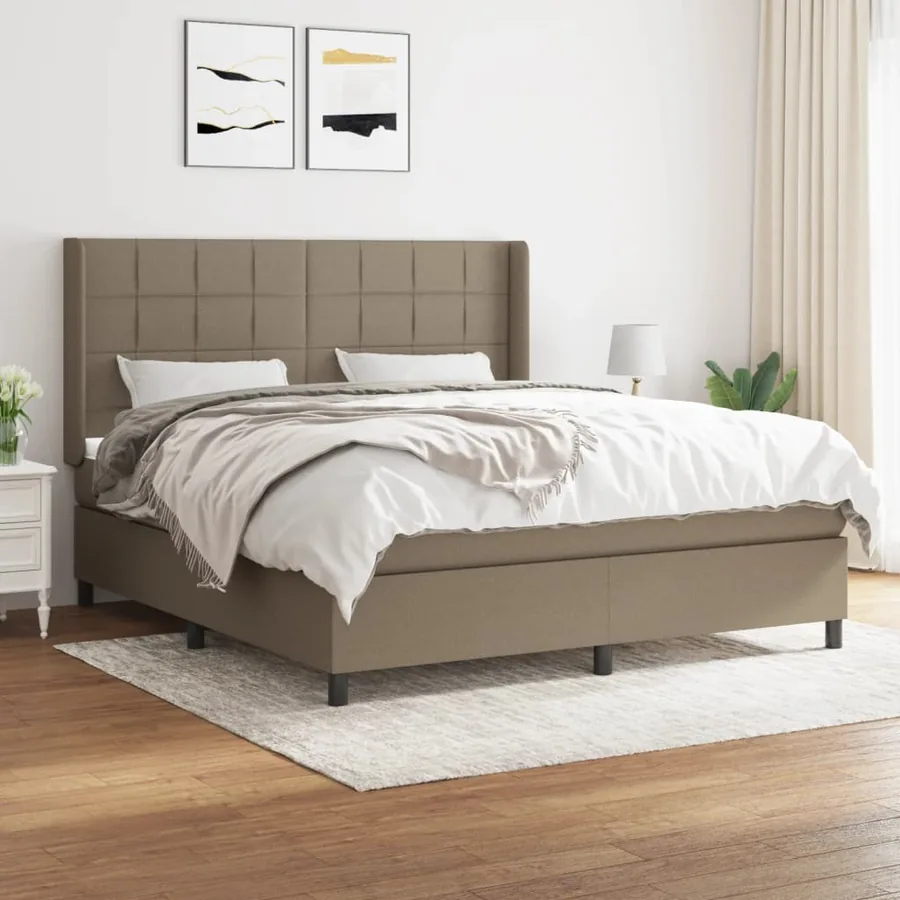 Sommier à lattes de lit avec matelas Taupe 180x200 cm Tissu