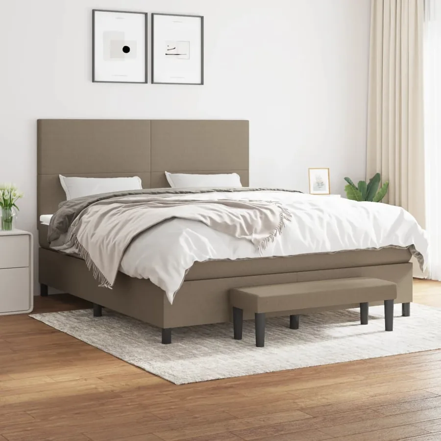 Sommier à lattes de lit avec matelas Taupe 180x200 cm Tissu
