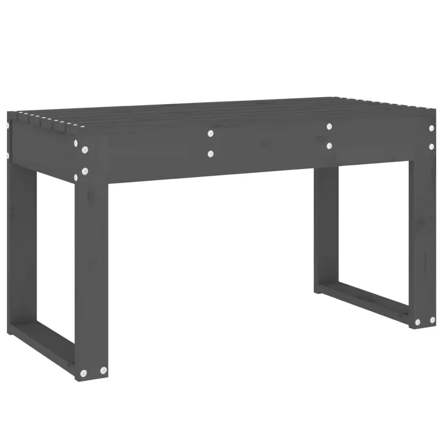 Banc de jardin gris 80x38x45 cm bois massif de pin - 5
