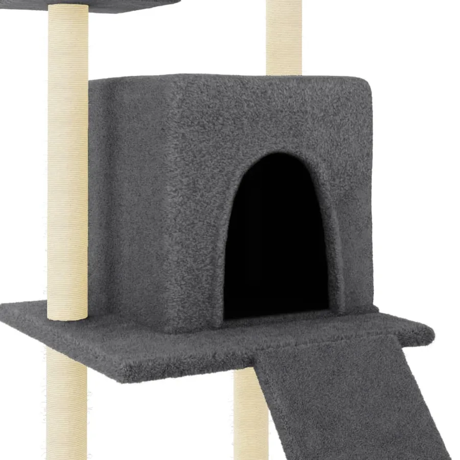 Arbre à chat avec griffoirs en sisal gris foncé 110 cm - 6