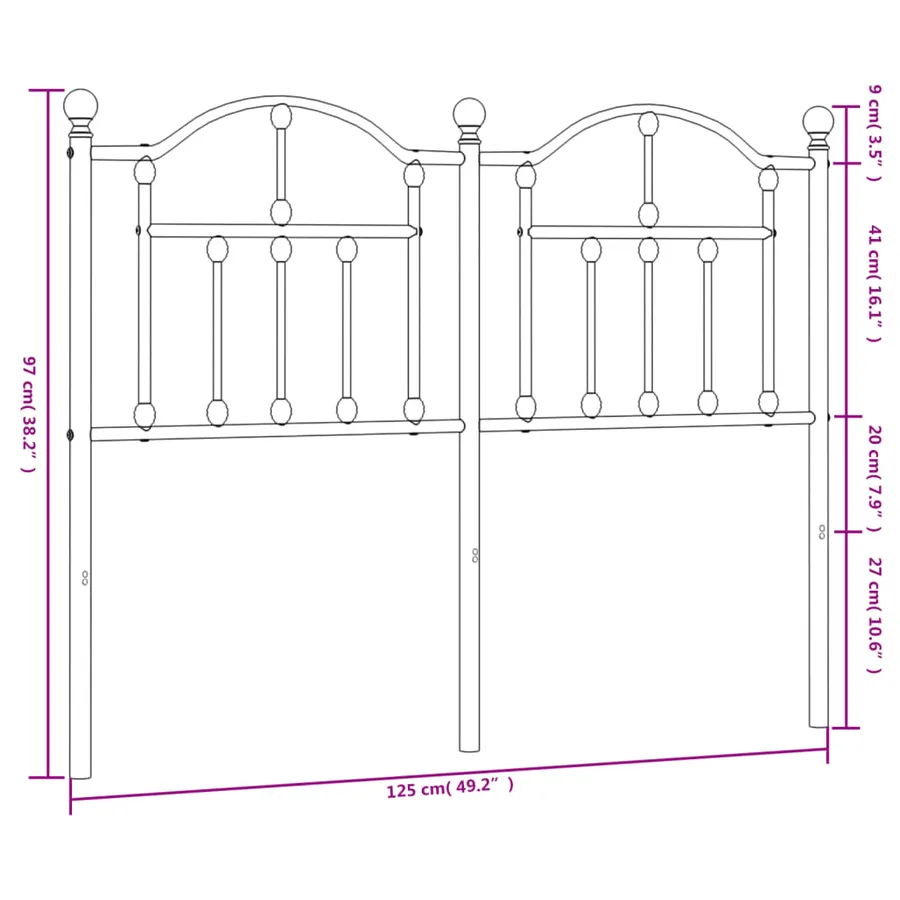 Tête de lit de remplacement métal noir 120 cm - 6