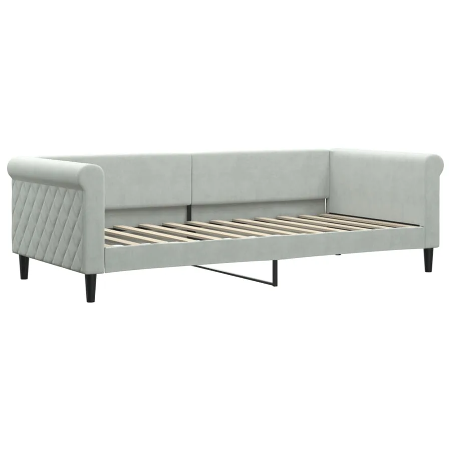 Lit de jour avec matelas gris clair 90x200 cm velours - 3