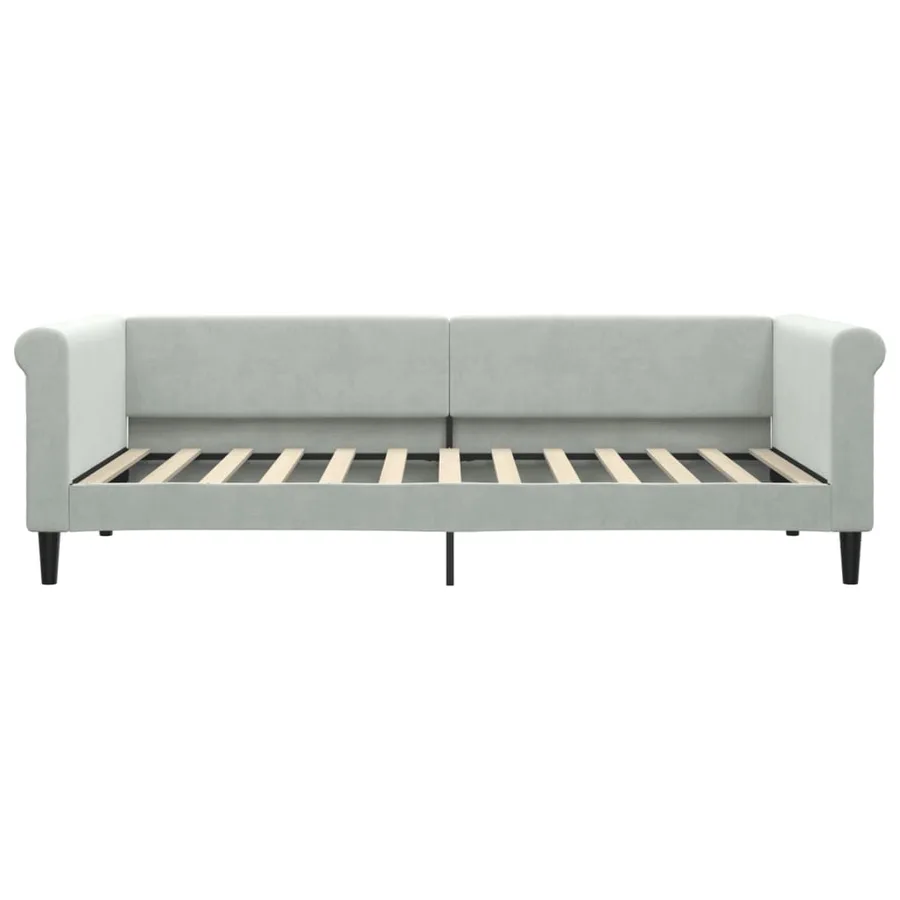 Lit de jour avec matelas gris clair 90x200 cm velours - 4