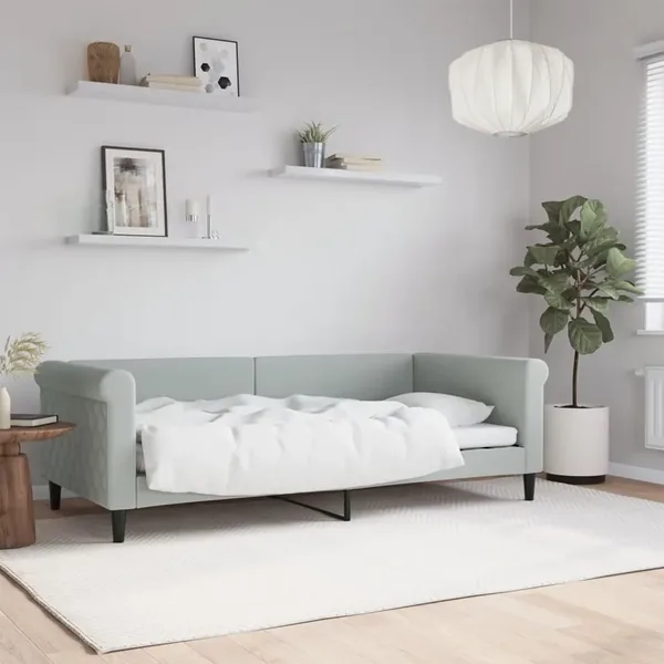 Lit de repos sans matelas gris clair 90x190 cm velours