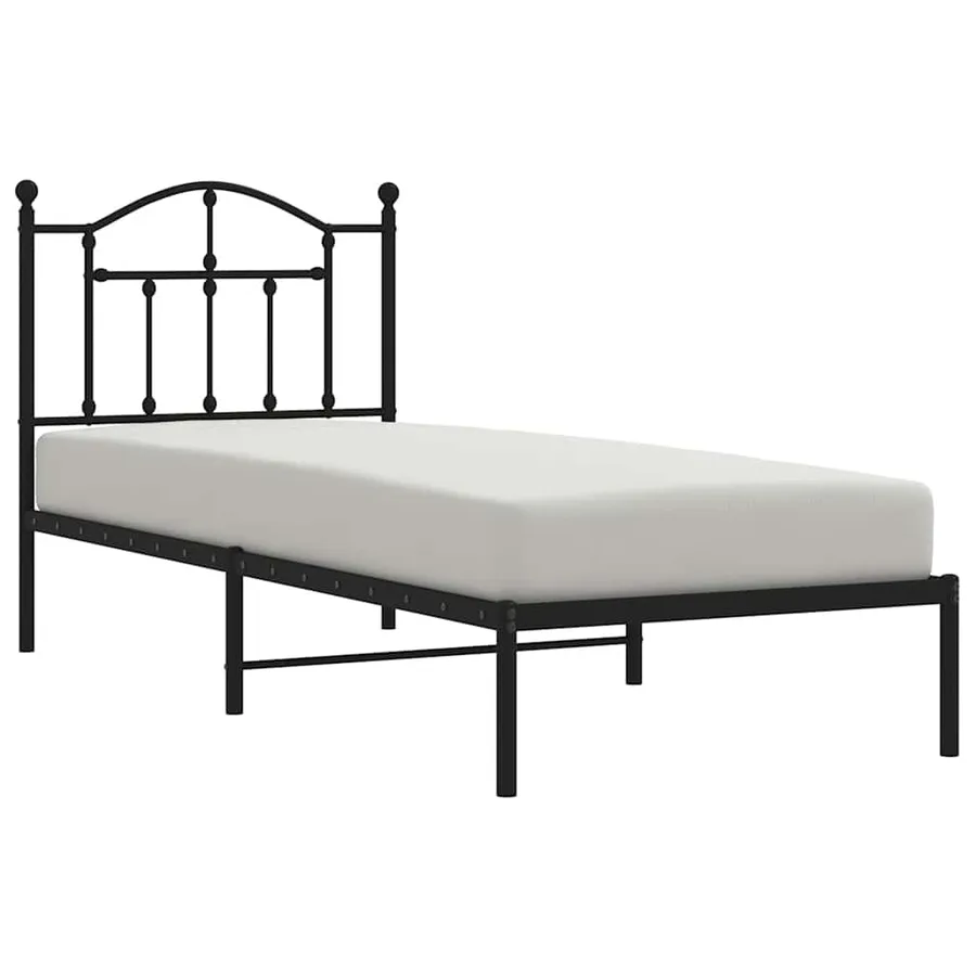 Cadre de lit métal sans matelas avec tête de lit noir 90x200 cm - 3