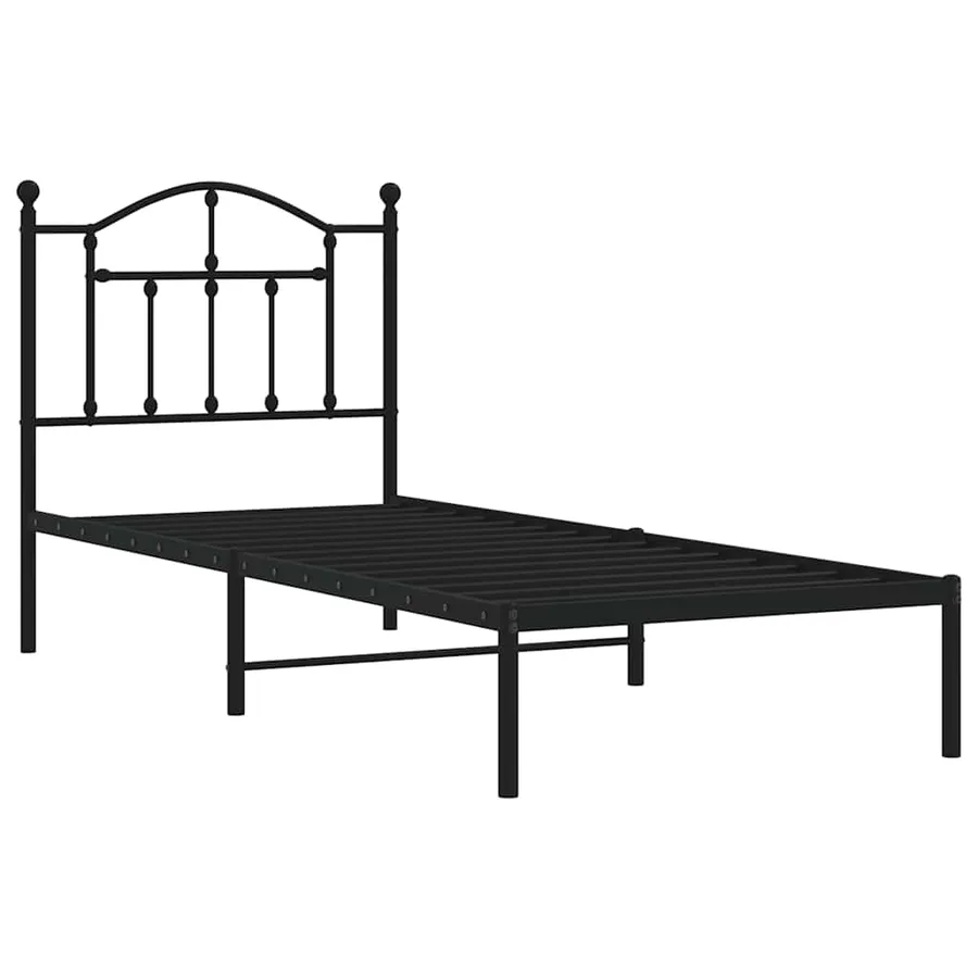 Cadre de lit métal sans matelas avec tête de lit noir 90x200 cm - 4