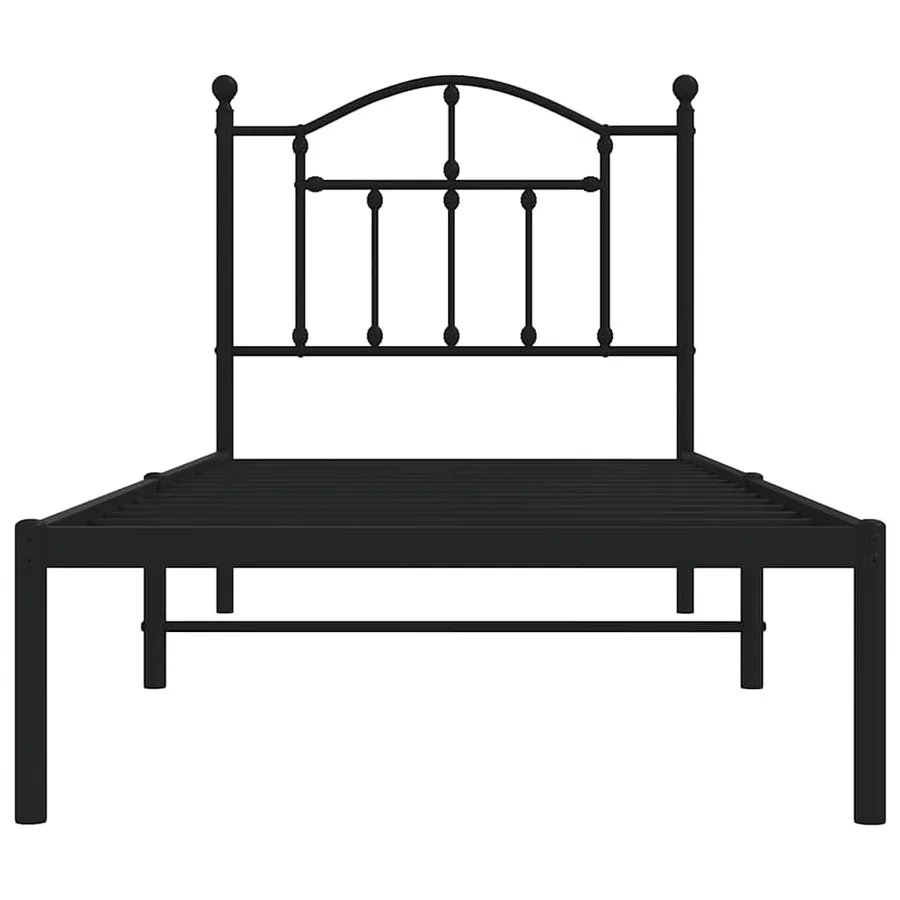 Cadre de lit métal sans matelas avec tête de lit noir 90x200 cm - 5