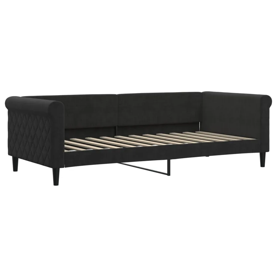 Lit de jour avec matelas noir 90x200 cm velours - 3