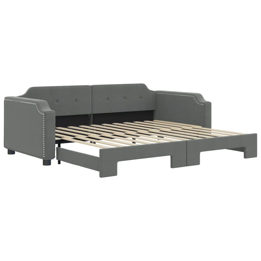Lit de jour avec gigogne sans matelas gris foncé 100x200 cm - 2