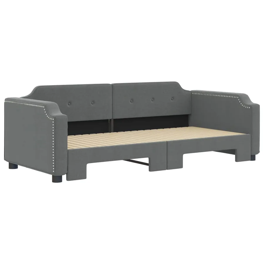 Lit de jour avec gigogne sans matelas gris foncé 100x200 cm - 3