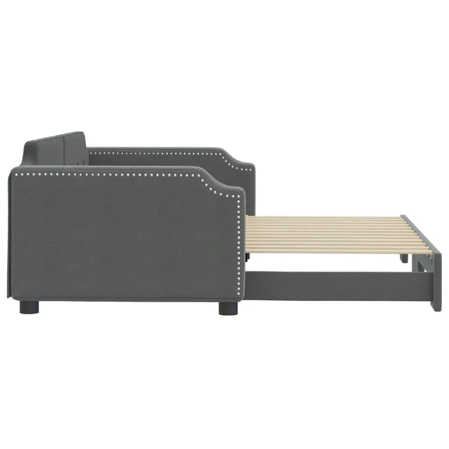 Lit de jour avec gigogne sans matelas gris foncé 100x200 cm - 4